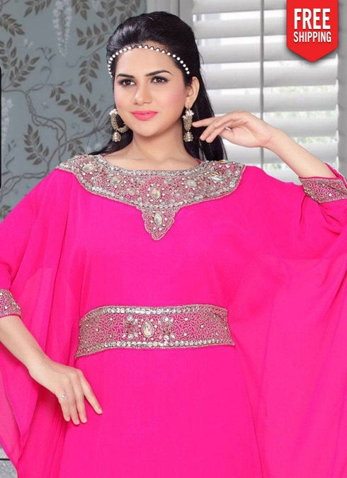 Farasha Style Kaftan With Designer Waist Belt